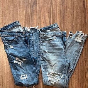 American Eagle Outfitters Women's Ripped Blue Skinny Jeans bundle